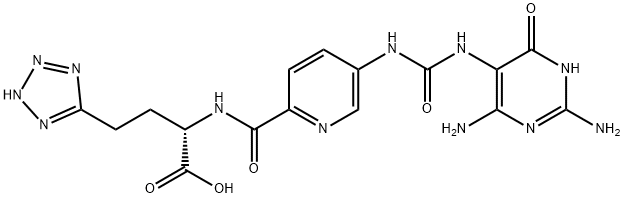 Glycine, N-[[5-[[[(2,4-diamino-1,6-dihydro-6-oxo-5-pyrimidinyl)amino]carbonyl]amino]-2-pyridinyl]carbonyl]-2-[2-(2H-tetrazol-5-yl)ethyl]-, (2S)- Structure