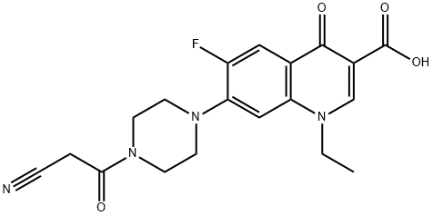 3-Quinolinecarboxylic acid, 7-[4-(2-cyanoacetyl)-1-piperazinyl]-1-ethyl-6-fluoro-1,4-dihydro-4-oxo- 구조식 이미지