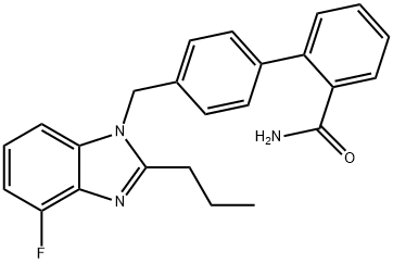 [1,1'-Biphenyl]-2-carboxamide, 4'-[(4-fluoro-2-propyl-1H-benzimidazol-1-yl)methyl]- Structure