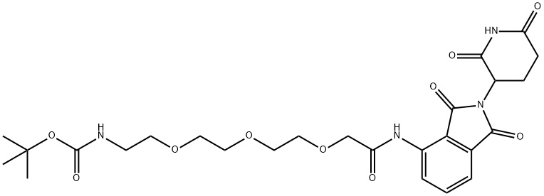 5,8,11-Trioxa-2-azatridecanoic acid, 13-[[2-(2,6-dioxo-3-piperidinyl)-2,3-dihydro-1,3-dioxo-1H-isoindol-4-yl]amino]-13-oxo-, 1,1-dimethylethyl ester Structure