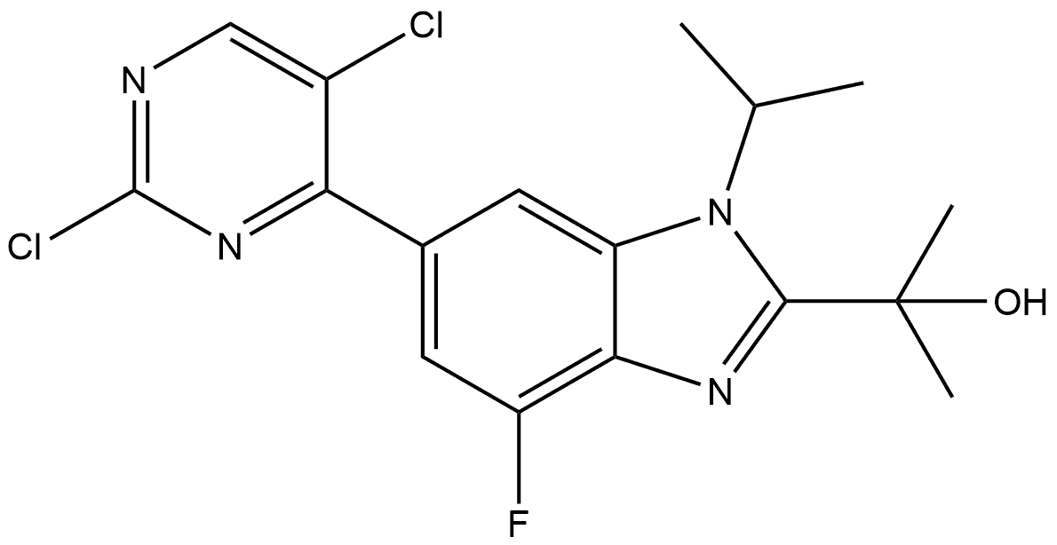 1H-Benzimidazole-2-methanol, 6-(2,5-dichloro-4-pyrimidinyl)-4-fluoro-α,α-dimethyl-1-(1-methylethyl)- Structure