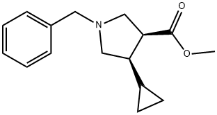 3-Pyrrolidinecarboxylic acid, 4-cyclopropyl-1-(phenylmethyl)-, methyl ester, (3S,4R)- Structure