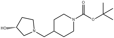 1-Piperidinecarboxylic acid, 4-[[(3R)-3-hydroxy-1-pyrrolidinyl]methyl]-, 1,1-dimethylethyl ester Structure