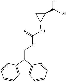 Cyclopropanecarboxylic acid, 2-[[(9H-fluoren-9-ylmethoxy)carbonyl]amino]-, (1R,2R)- Structure