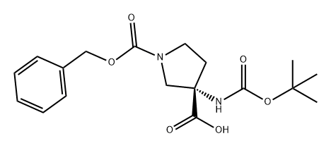 1,3-Pyrrolidinedicarboxylic acid, 3-[[(1,1-dimethylethoxy)carbonyl]amino]-, 1-(phenylmethyl) ester, (3S)- Structure