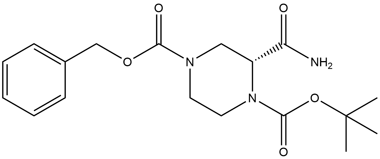 4-benzyl 1-(tert-butyl) (R)-2-carbamoylpiperazine-1,4-dicarboxylate Structure