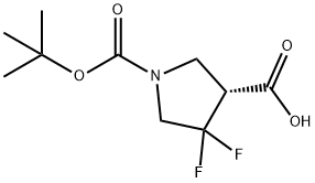 1,3-Pyrrolidinedicarboxylic acid, 4,4-difluoro-, 1-(1,1-dimethylethyl) ester, (3R)- 구조식 이미지