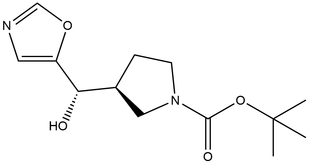 1,1-Dimethylethyl (3S)-3-[(S)-hydroxy-5-oxazolylmethyl]-1-pyrrolidinecarboxylate Structure