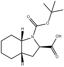 1H-?Indole-?1,?2-?dicarboxylic acid, octahydro-?, 1-?(1,?1-?dimethylethyl) ester, (2R,?3aS,?7aS)?- 구조식 이미지