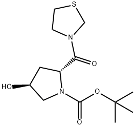 tert-Butyl (2R,4S)-4-hydroxy-2-(thiazolidine-3-carbonyl)pyrrolidine-1-carboxylate Structure