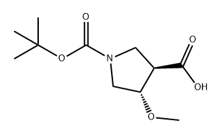 1,3-Pyrrolidinedicarboxylic acid, 4-methoxy-, 1-(1,1-dimethylethyl) ester, (3R,4S)- 구조식 이미지