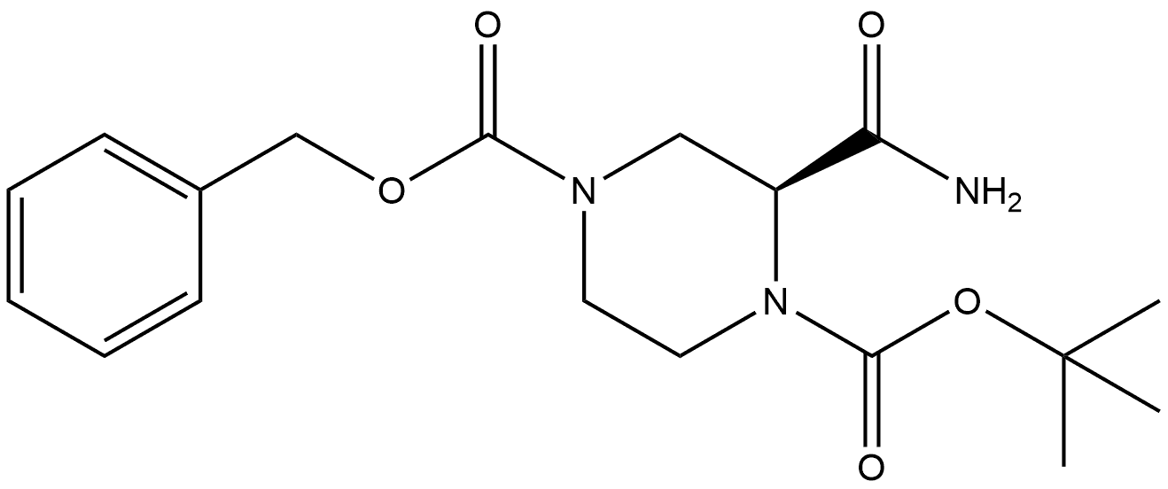 4-benzyl 1-(tert-butyl) (S)-2-carbamoylpiperazine-1,4-dicarboxylate Structure