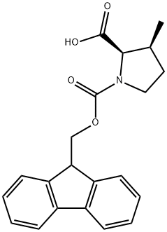 (2R,3S)-3-Methyl-pyrrolidine-1,2-dicarboxylic acid 1-(9H-fluoren-9-ylmethyl) ester Structure