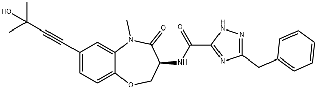 1H-1,2,4-Triazole-5-carboxamide, 3-(phenylmethyl)-N-[(3S)-2,3,4,5-tetrahydro-7-(3-hydroxy-3-methyl-1-butyn-1-yl)-5-methyl-4-oxo-1,5-benzoxazepin-3-yl]- Structure