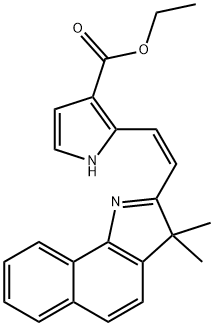 1H-Pyrrole-3-carboxylic acid, 2-[(1Z)-2-(3,3-dimethyl-3H-benz[g]indol-2-yl)ethenyl]-, ethyl ester Structure