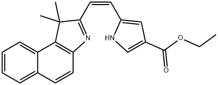 1H-Pyrrole-3-carboxylic acid, 5-[(1Z)-2-(1,1-dimethyl-1H-benz[e]indol-2-yl)ethenyl]-, ethyl ester Structure