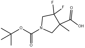 1,3-Pyrrolidinedicarboxylic acid, 4,4-difluoro-3-methyl-, 1-(1,1-dimethylethyl) ester Structure