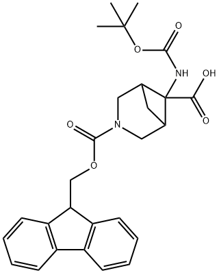 6-{[(tert-butoxy)carbonyl]amino}-3-{[(9H-fluoren-9-
yl)methoxy]carbonyl}-3-azabicyclo[3.1.1]heptane-
6-carboxylic acid Structure