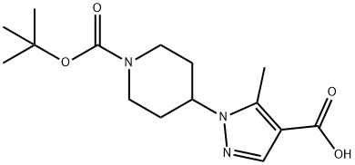 1-Piperidinecarboxylic acid, 4-(4-carboxy-5-methyl-1H-pyrazol-1-yl)-, 1-(1,1-dimethylethyl) ester Structure