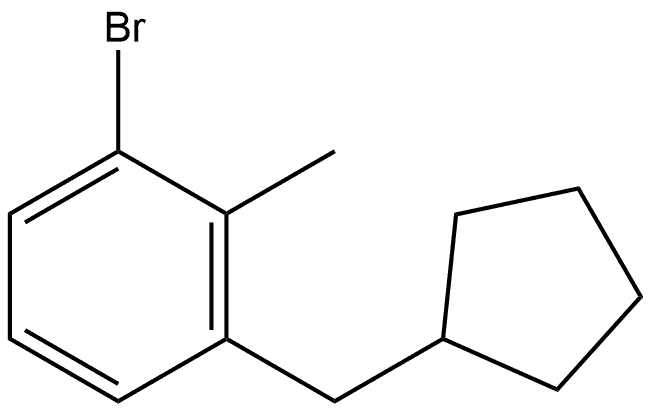 Benzene, 1-bromo-3-(cyclopentylmethyl)-2-methyl- Structure