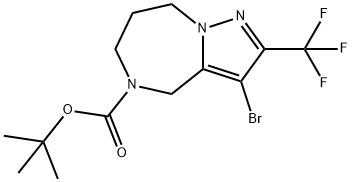 4H-Pyrazolo[1,5-a][1,4]diazepine-5(6H)-carboxylic acid, 3-bromo-7,8-dihydro-2-(trifluoromethyl)-, 1,1-dimethylethyl ester Structure