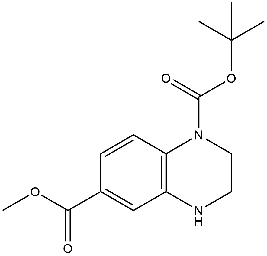 3,4-Dihydro-2H-quinoxaline-1,6-dicarboxylic acid 1-tert-butyl ester 6-methyl ester Structure