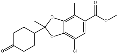 1,3-Benzodioxole-5-carboxylic acid, 7-chloro-2,4-dimethyl-2-(4-oxocyclohexyl)-, methyl ester Structure