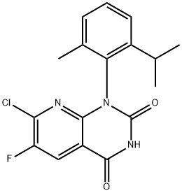 Pyrido[2,3-d]pyrimidine-2,4(1H,3H)-dione, 7-chloro-6-fluoro-1-[2-methyl-6-(1-methylethyl)phenyl]- Structure