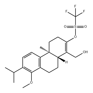 Methanesulfonic acid, 1,1,1-trifluoro-, (4aS,10aR)-3,4,4a,9,10,10a-hexahydro-1-(hydroxymethyl)-8-methoxy-4a-methyl-7-(1-methylethyl)-2-phenanthrenyl ester Structure