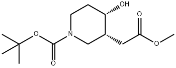 3-Piperidineacetic acid, 1-[(1,1-dimethylethoxy)carbonyl]-4-hydroxy-, methyl ester, (3R,4S)- Structure