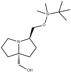 1H-Pyrrolizine-7a(5H)-methanol, 3-[[[(1,1-dimethylethyl)dimethylsilyl]oxy]methyl]tetrahydro-, (3R,7aR)- Structure