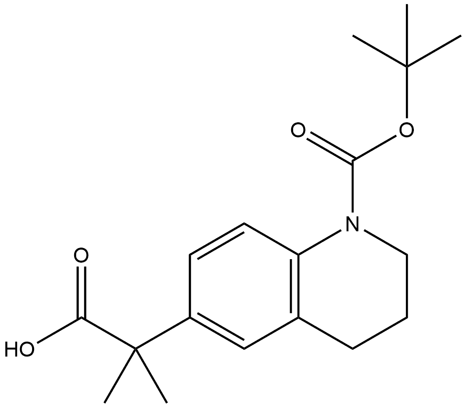 6-Quinolineacetic acid, 1-[(1,1-dimethylethoxy)carbonyl]-1,2,3,4-tetrahydro-α,α-dimethyl- Structure