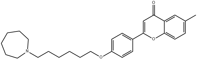 4H-1-Benzopyran-4-one, 2-[4-[[6-(hexahydro-1H-azepin-1-yl)hexyl]oxy]phenyl]-6-methyl- Structure