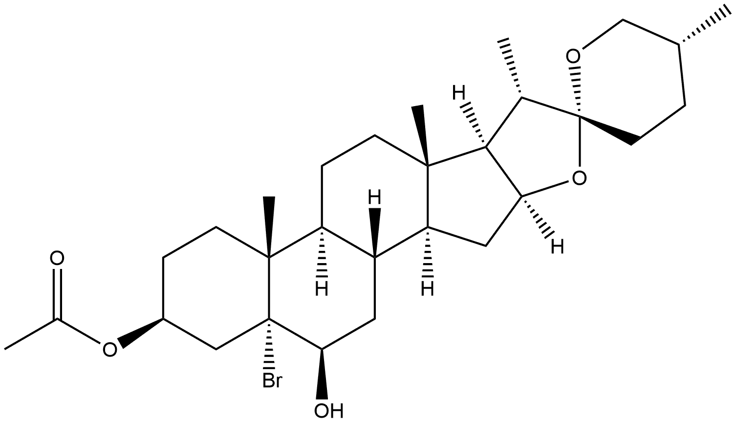 Spirostan-3,6-diol, 5-bromo-, 3-acetate, (3β,5α,6β,25R)- 구조식 이미지