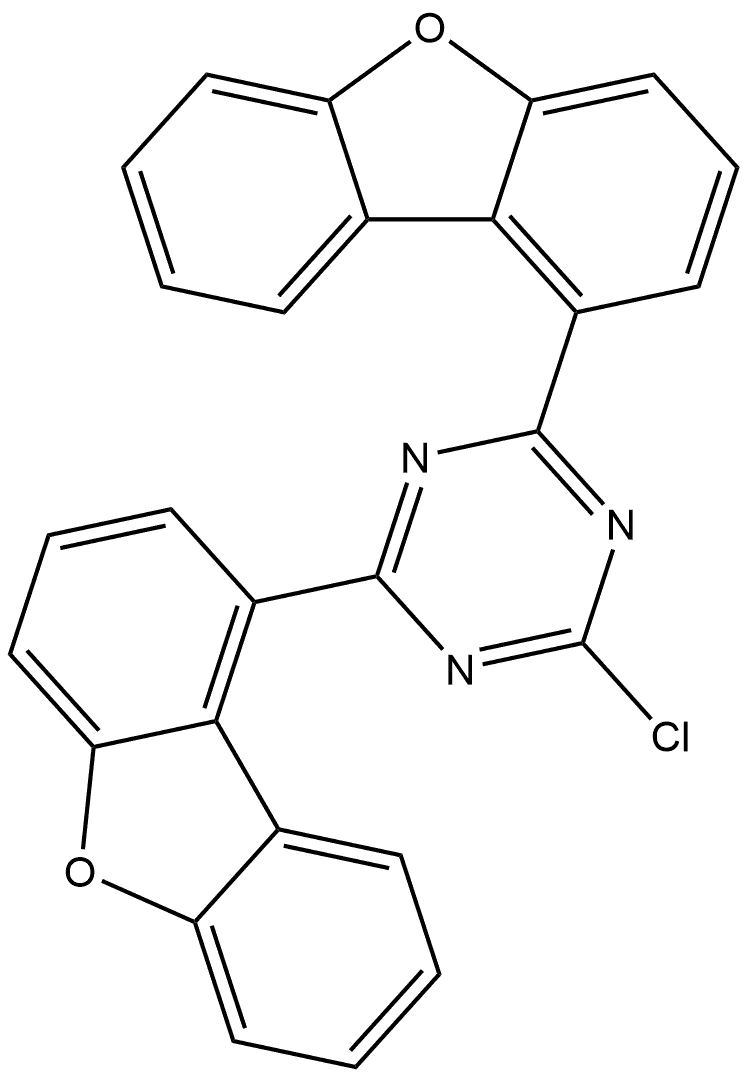 2-Chloro-4,6-bis(dibenzo[b,d]furan-1-yl)-1,3,5-triazine 구조식 이미지