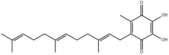 2,5-Cyclohexadiene-1,4-dione, 2,3-dihydroxy-5-methyl-6-[(2E,6E)-3,7,11-trimethyl-2,6,10-dodecatrien-1-yl]- Structure