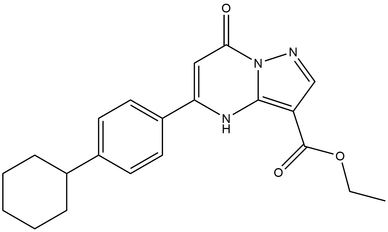 Ethyl 5-(4-cyclohexylphenyl)-4,7-dihydro-7-oxopyrazolo[1,5-a]pyrimidine-3-carboxylate Structure