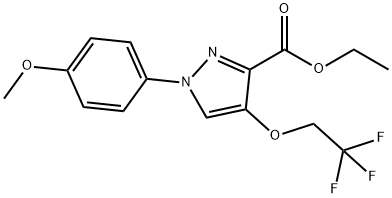 1H-Pyrazole-3-carboxylic acid, 1-(4-methoxyphenyl)-4-(2,2,2-trifluoroethoxy)-, ethyl ester 구조식 이미지