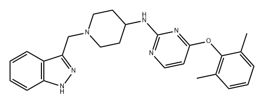 2-Pyrimidinamine, 4-(2,6-dimethylphenoxy)-N-[1-(1H-indazol-3-ylmethyl)-4-piperidinyl]- 구조식 이미지