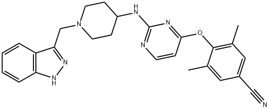 Benzonitrile, 4-[[2-[[1-(1H-indazol-3-ylmethyl)-4-piperidinyl]amino]-4-pyrimidinyl]oxy]-3,5-dimethyl- Structure