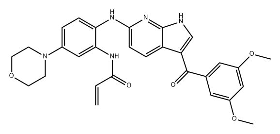 2-Propenamide, N-[2-[[3-(3,5-dimethoxybenzoyl)-1H-pyrrolo[2,3-b]pyridin-6-yl]amino]-5-(4-morpholinyl)phenyl]- Structure