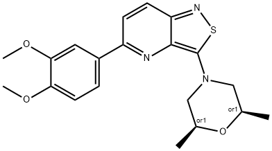 Isothiazolo[4,3-b]pyridine, 5-(3,4-dimethoxyphenyl)-3-[(2R,6S)-2,6-dimethyl-4-morpholinyl]-, rel- Structure