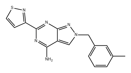 2H-Pyrazolo[3,4-d]pyrimidin-4-amine, 6-(3-isothiazolyl)-2-[(3-methylphenyl)methyl]- Structure