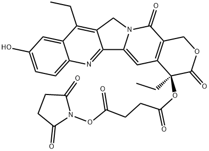 Butanedioic acid, 1-[(4S)-4,11-diethyl-3,4,12,14-tetrahydro-9-hydroxy-3,14-dioxo-1H-pyrano[3',4':6,7]indolizino[1,2-b]quinolin-4-yl] 4-(2,5-dioxo-1-pyrrolidinyl) ester Structure