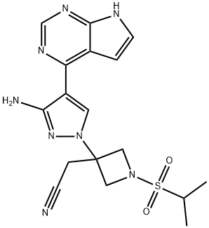 3-Azetidineacetonitrile, 3-[3-amino-4-(7H-pyrrolo[2,3-d]pyrimidin-4-yl)-1H-pyrazol-1-yl]-1-[(1-methylethyl)sulfonyl]- 구조식 이미지