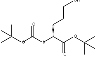 D-Norvaline, N-[(1,1-dimethylethoxy)carbonyl]-5-hydroxy-, 1,1-dimethylethyl ester 구조식 이미지