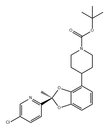 1-Piperidinecarboxylic acid, 4-[(2R)-2-(5-chloro-2-pyridinyl)-2-methyl-1,3-benzodioxol-4-yl]-, 1,1-dimethylethyl ester Structure