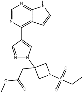 3-Azetidineacetic acid, 1-(ethylsulfonyl)-3-[4-(7H-pyrrolo[2,3-d]pyrimidin-4-yl)-1H-pyrazol-1-yl]-, methyl ester 구조식 이미지