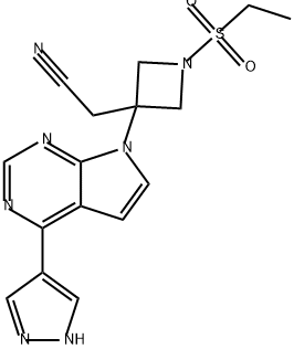 3-Azetidineacetonitrile, 1-(ethylsulfonyl)-3-[4-(1H-pyrazol-4-yl)-7H-pyrrolo[2,3-d]pyrimidin-7-yl]- 구조식 이미지