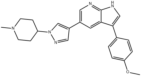 1H-Pyrrolo[2,3-b]pyridine, 3-(4-methoxyphenyl)-5-[1-(1-methyl-4-piperidinyl)-1H-pyrazol-4-yl]- Structure